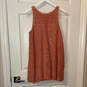 Free People Peach Lace Halter Mini Dress